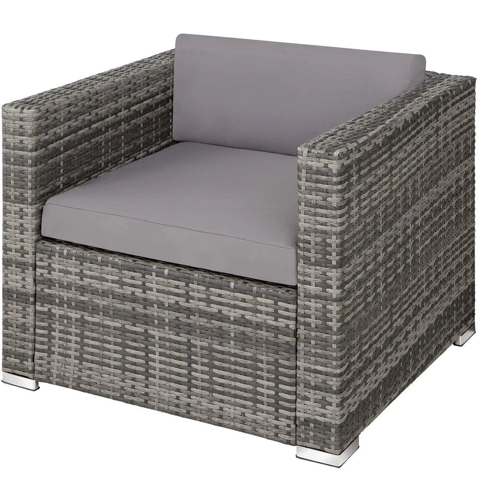 Tectake - Loungeset Milaan - Wicker - Grijs - Afbeelding 3