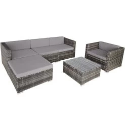 Tectake - Loungeset Milaan - Wicker - Grijs
