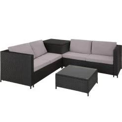 Tectake - Loungeset Siena - Wicker - Zwart