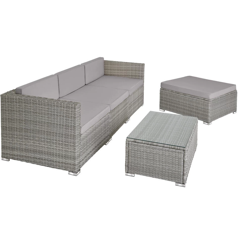 Tectake - Loungeset Florenz - Wicker - Grijs - Afbeelding 4