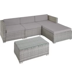 Tectake - Loungeset Florenz - Wicker - Grijs