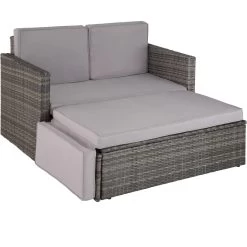Tectake - Loungesofa Corfu-wicker Tuinset- Grijs