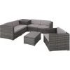 Tectake - Loungeset Pisa Met Opbergbox Kussens - Wicker - Grijs