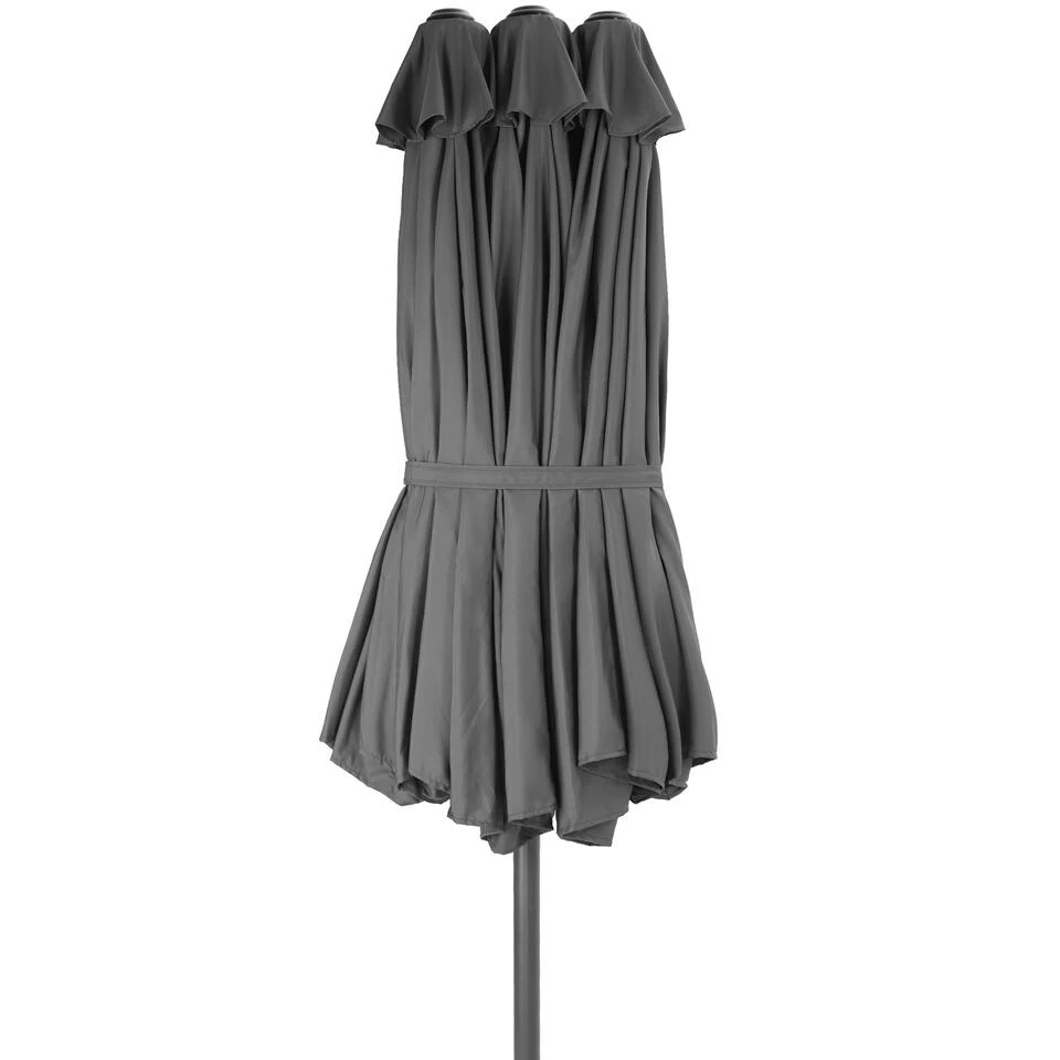 Tectake - Dubbele Parasol Silia - Terrasparasol Zonwering - Grijs - Afbeelding 3