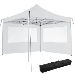 Tectake - Partytent 3x3 M. Opvouwbaar - 2 Wanden - Wit