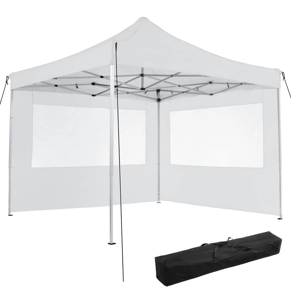 Tectake - Partytent 3x3 M. Opvouwbaar - 2 Wanden - Wit