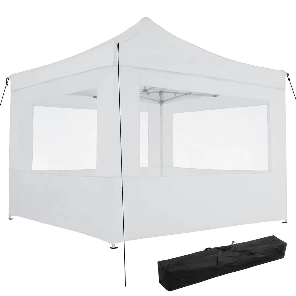 Tectake - Partytent 3x3 M. Opvouwbaar - 4 Wanden - Wit