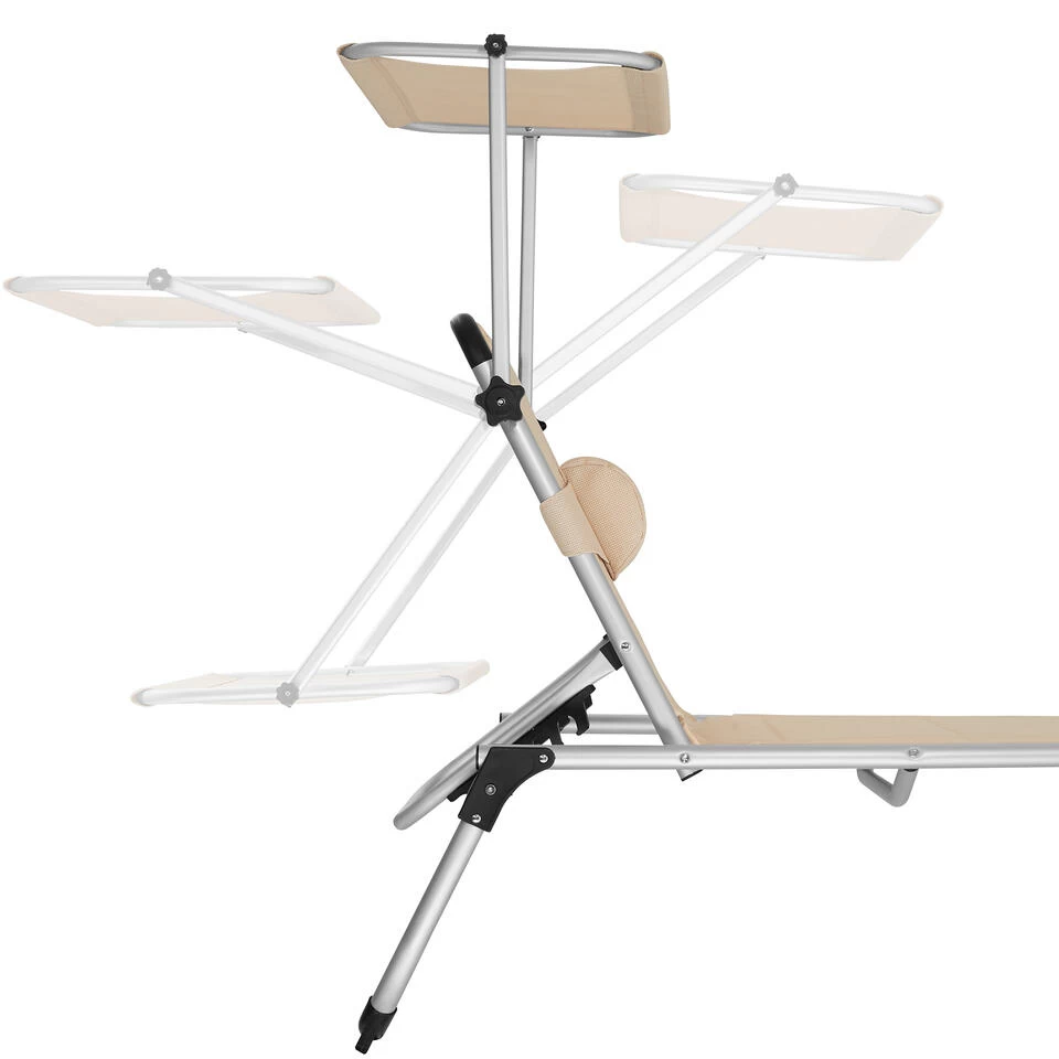 Tectake -ligbed Lorella - Aluminium- Incl. Verwisselbaar Hoofdkussen-beige - Afbeelding 4