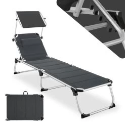 Tectake -ligbed Lorella - Aluminium- Incl. Verwisselbaar Hoofdkussen-grijs