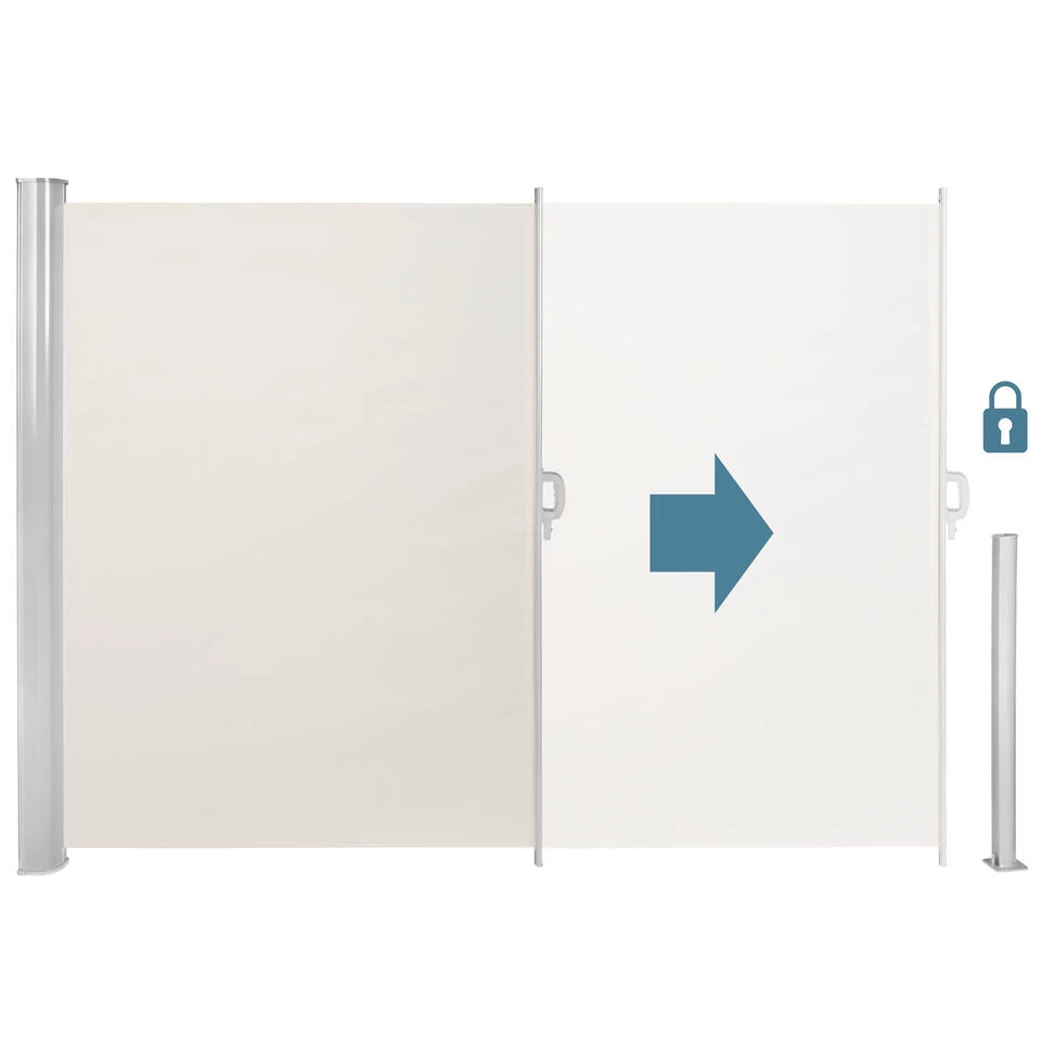 Tectake - Uittrekbaar Aluminium Windscherm Tuinscherm 160 X 300 Cm Beige - Afbeelding 3