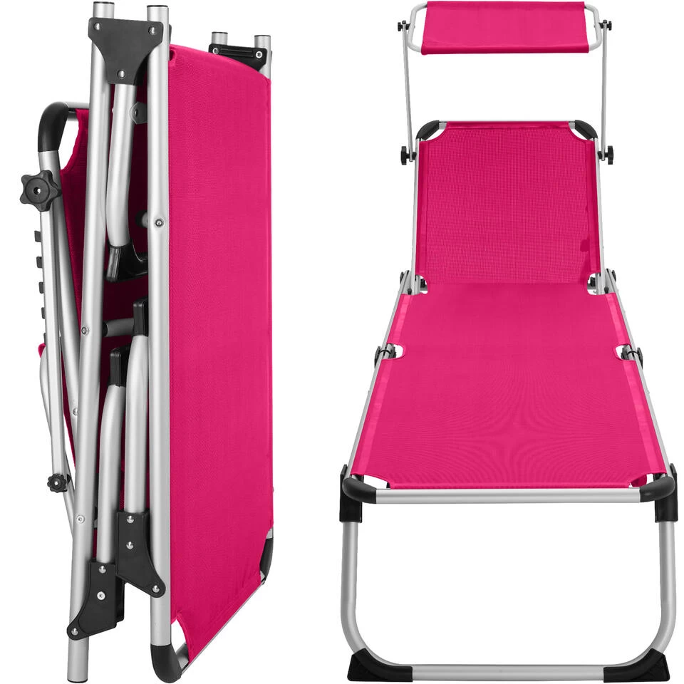 Tectake - Ligbed Zonnestoel Aurelie - Pink - Afbeelding 4