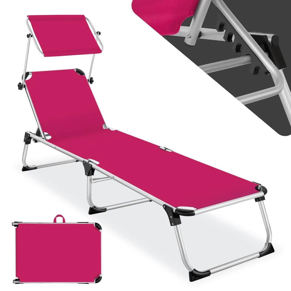 Tectake - Ligbed Zonnestoel Aurelie - Pink