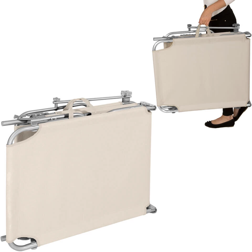 Tectake - 2 Ligbedden Met Zonnedak Beige - Afbeelding 4