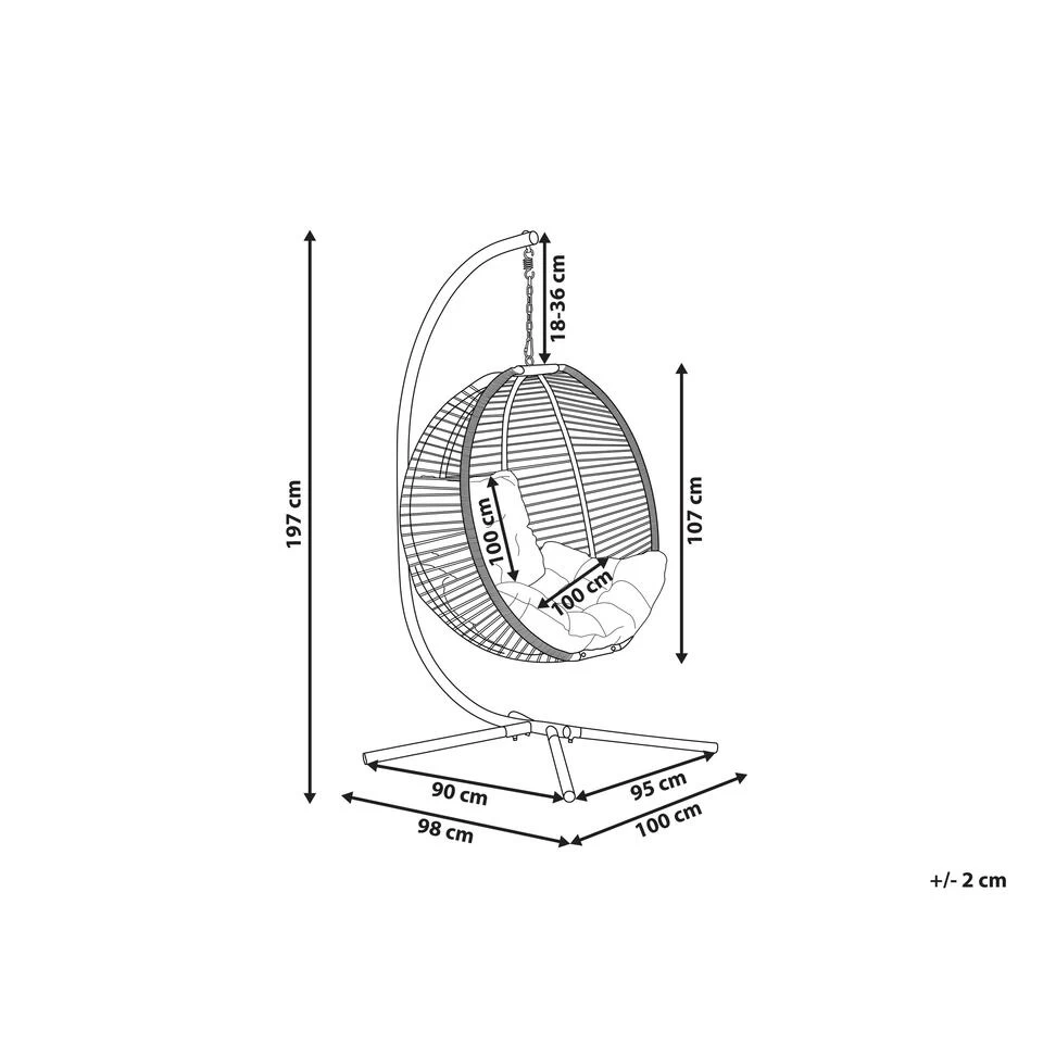Beliani Hangstoel ARCO - Beige Polyester - Afbeelding 3