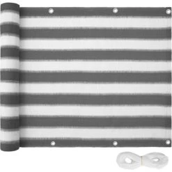 Tectake - Balkonscherm Privacyscherm - 90 Cm - Wit/grijs