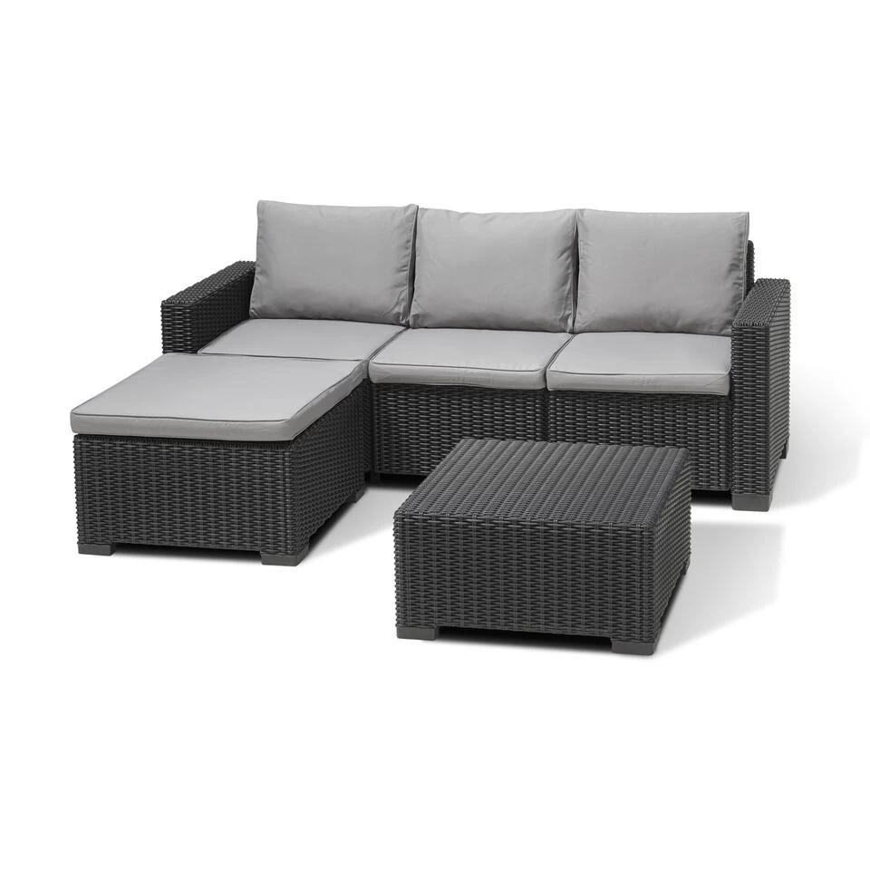 Allibert California ChaiseLongue Loungeset - 3-4 Personen - Grijs