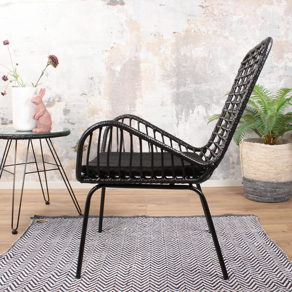 DS4U® Modo Rieten Lounge - Wicker - Zwart - Afbeelding 3