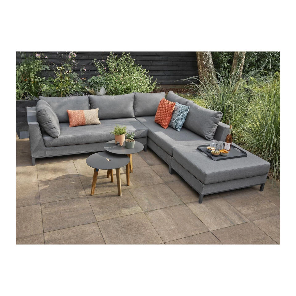 Exotan Bijzettafels Binnen/Buiten - Teak - Antraciet - Set Van 2 - Afbeelding 2