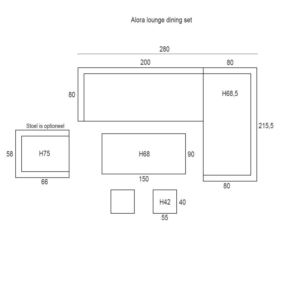 Garden Impressions Alora Lounge Dining Set 5-delig R-donker Grijs - Afbeelding 3