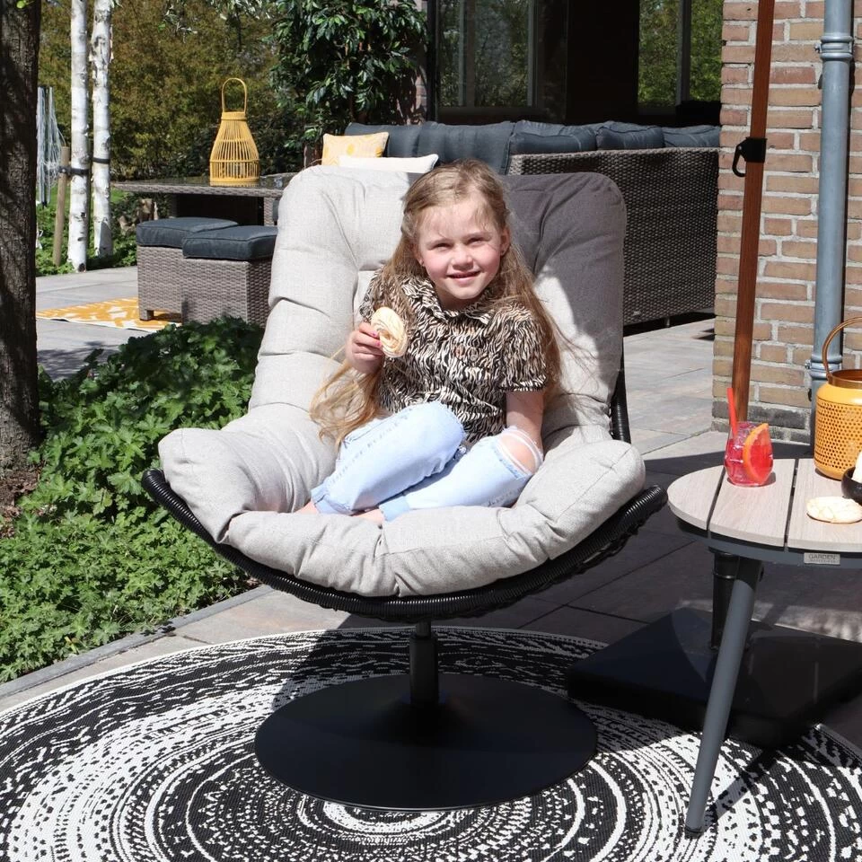 Woood Swivel Loungestoel Zwart - Afbeelding 2