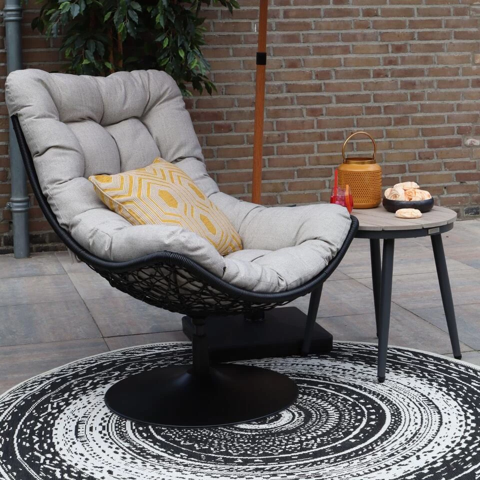 Woood Swivel Loungestoel Zwart - Afbeelding 3