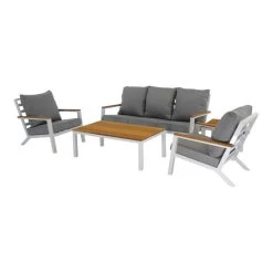 Donnan Loungeset Aluminium/bamboo - Aluminium - Wit