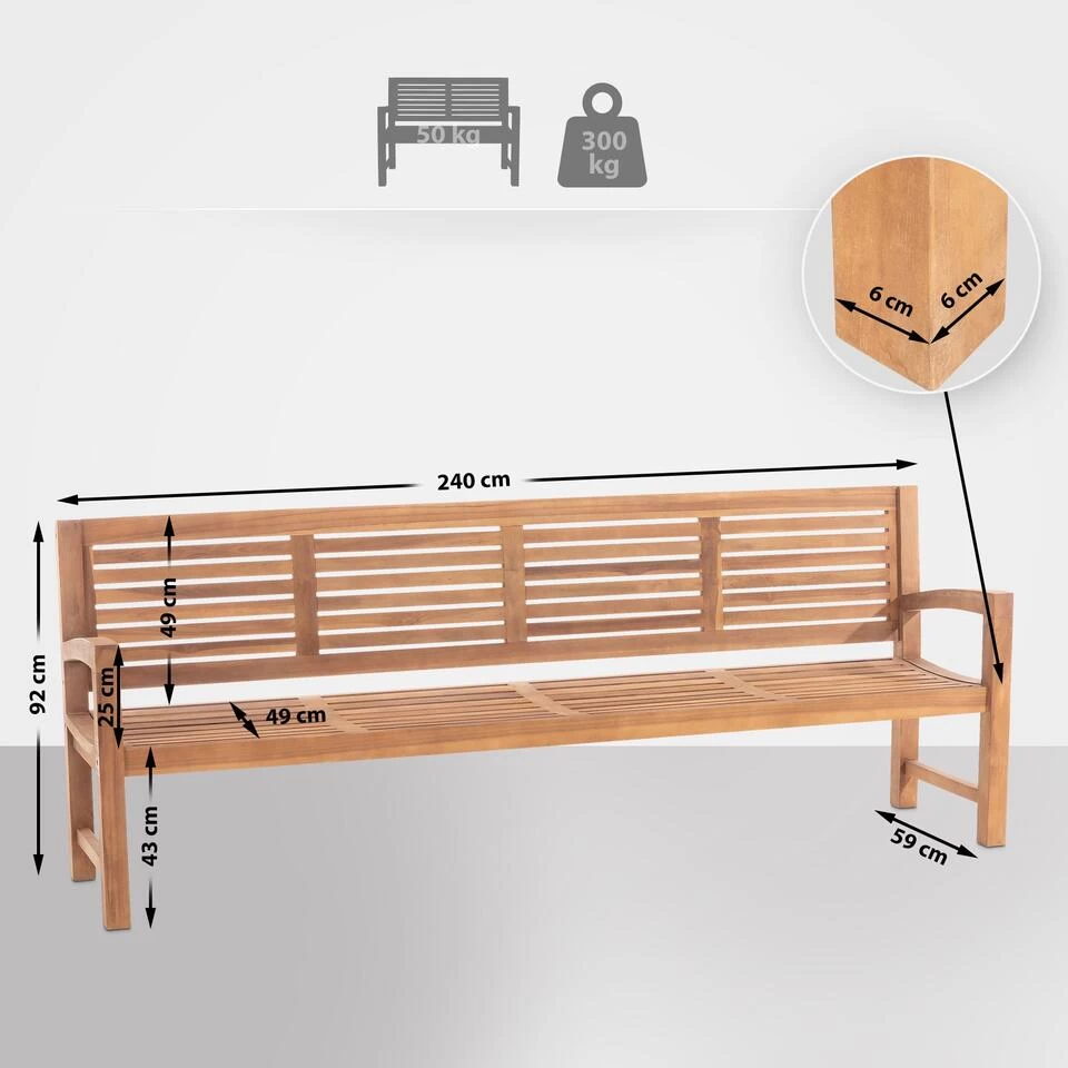 CLP Teakbank Halden 240 Cm - Afbeelding 2