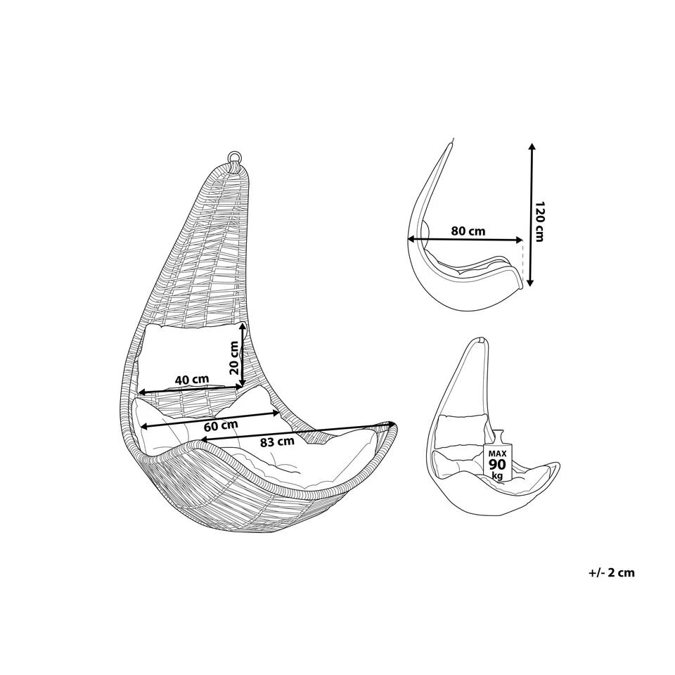 Beliani Hangstoel ATRI - Zwart Pe Rotan - Afbeelding 3