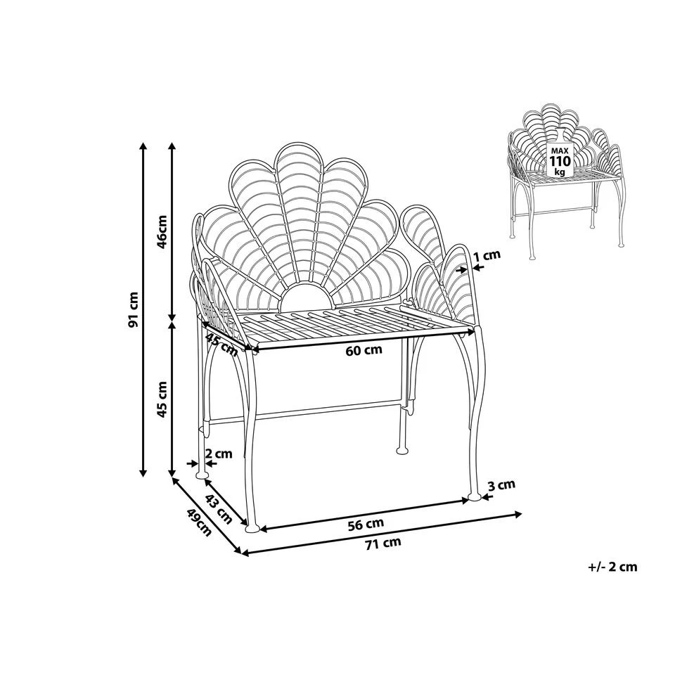 Beliani Tuinstoel LIGURIA - Zwart Ijzer - Afbeelding 3