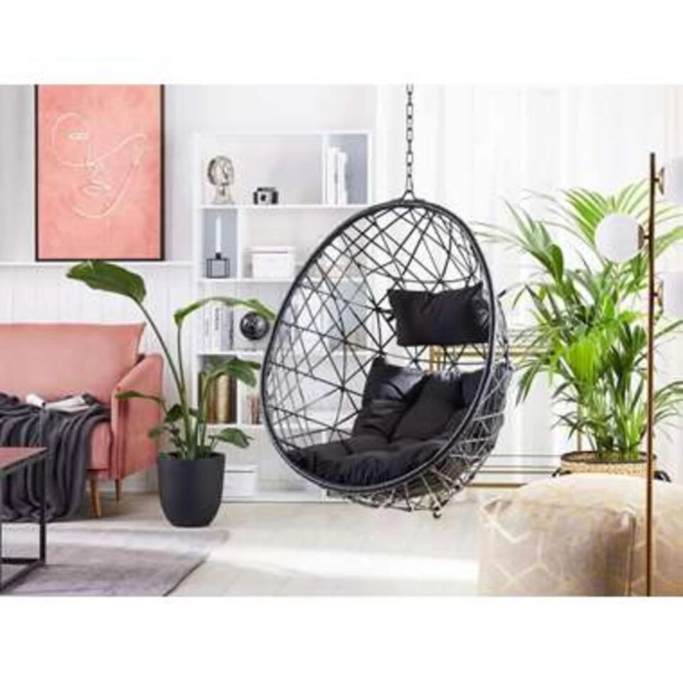 Beliani Hangstoel ALATRI - Zwart Pe Rotan - Afbeelding 2
