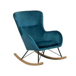 Beliani Schommelstoel ELLAN - Blauw Fluweel