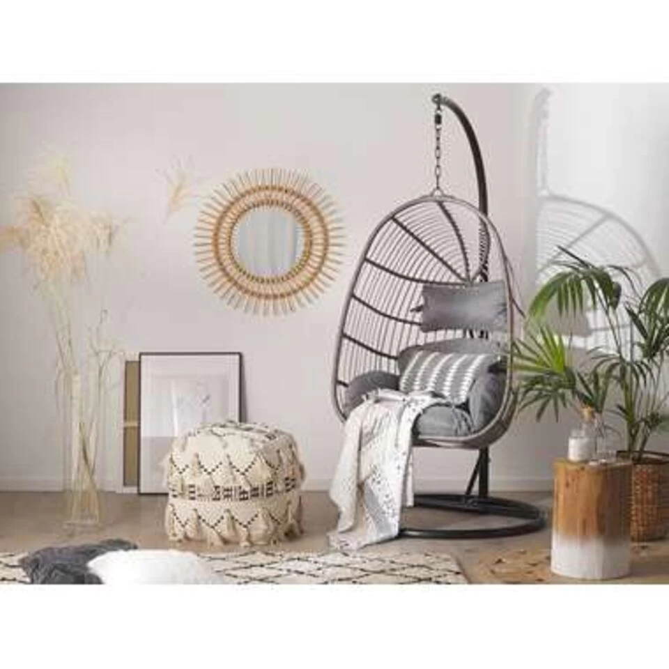 Beliani Hangstoel CASOLI - Grijs Pe Rotan - Afbeelding 4