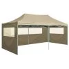 VidaXL Partytent Met 4 Zijwanden Inklapbaar 3x6 M Staal Crème