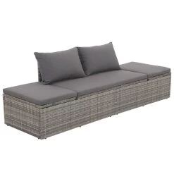 VidaXL Tuinbed 195x60 Cm Poly Rattan Grijs