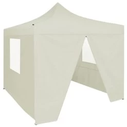 VidaXL Partytent Met 4 Zijwanden Inklapbaar 2x2 M Staal Crème