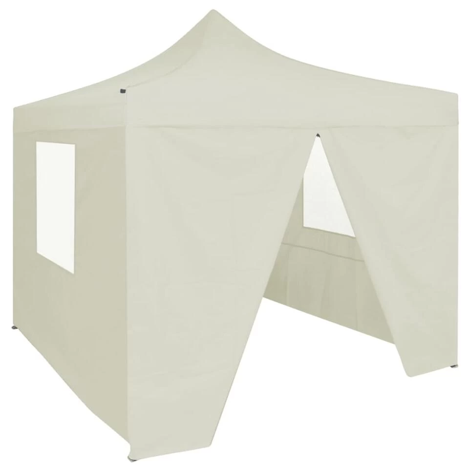 VidaXL Partytent Met 4 Zijwanden Inklapbaar 2x2 M Staal Crème