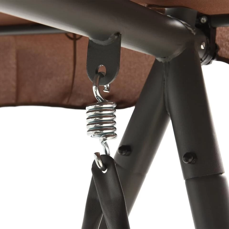 VidaXL Schommelbank Voor Buiten Met Luifel Converteerbaar Koffiekleur - Afbeelding 4