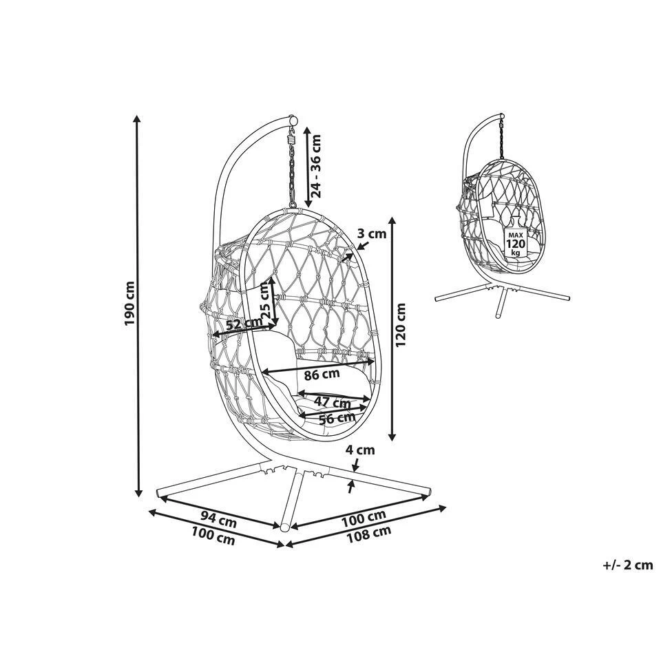 Beliani Hangstoel ADRIA - Beige Polyester - Afbeelding 2