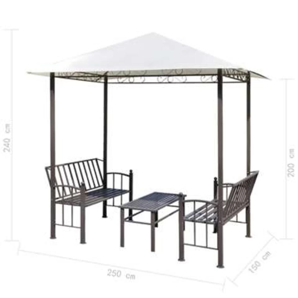 VidaXL Tuinpaviljoen Met Tafel En Bankjes 2,5x1,5x2,4 M - Afbeelding 4