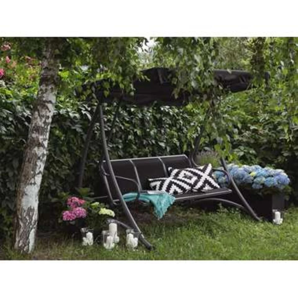 Beliani Schommelbank BOGART - Zwart Mesh - Afbeelding 2