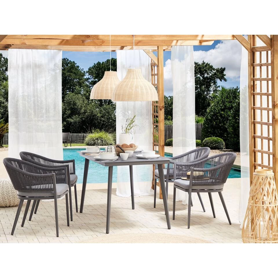 Beliani Tuinstoel MILETO - Grijs Aluminium - Afbeelding 4