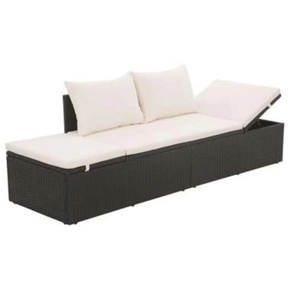 VidaXL Tuinbed 195x60 Cm Poly Rattan Zwart - Afbeelding 3