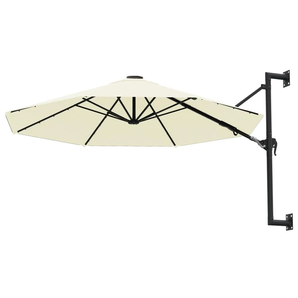 VidaXL Wandparasol Met Metalen Paal 300 Cm Zandkleurig - Afbeelding 2