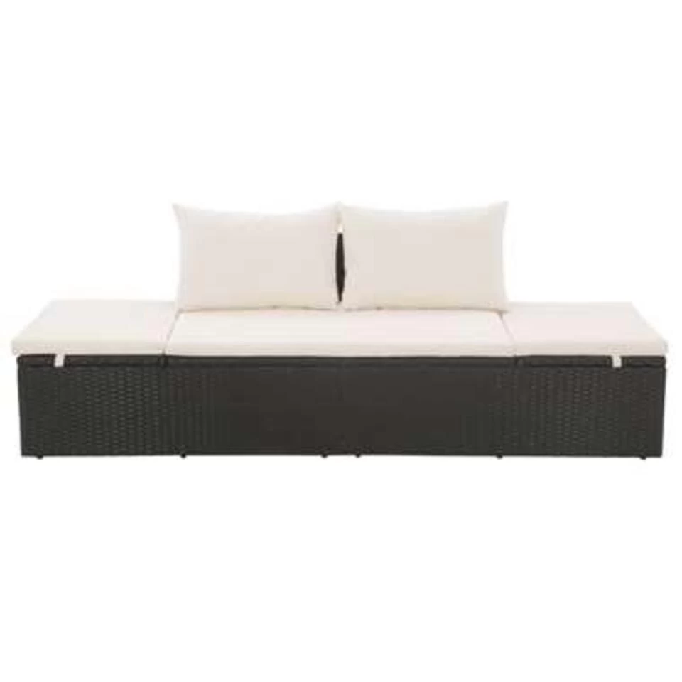 VidaXL Tuinbed 195x60 Cm Poly Rattan Zwart - Afbeelding 2