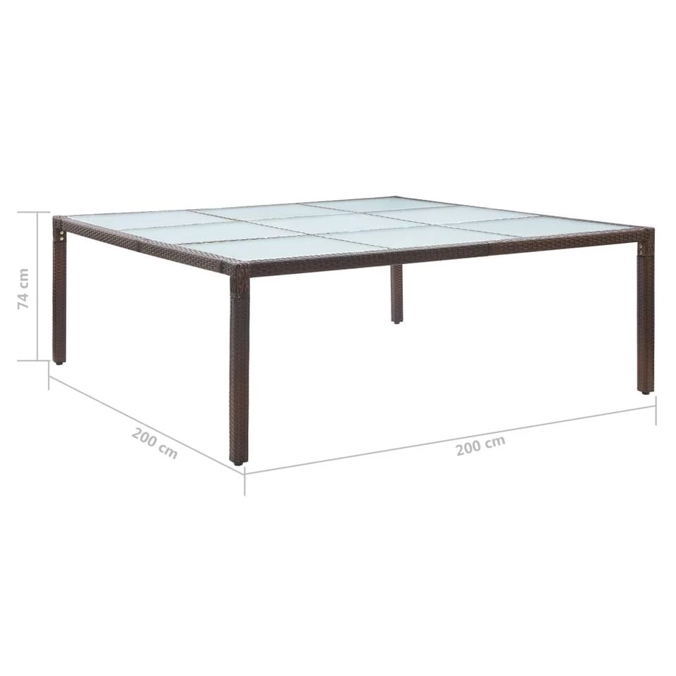 VidaXL Tuintafel 200x200x74 Cm Poly Rattan Bruin - Afbeelding 4