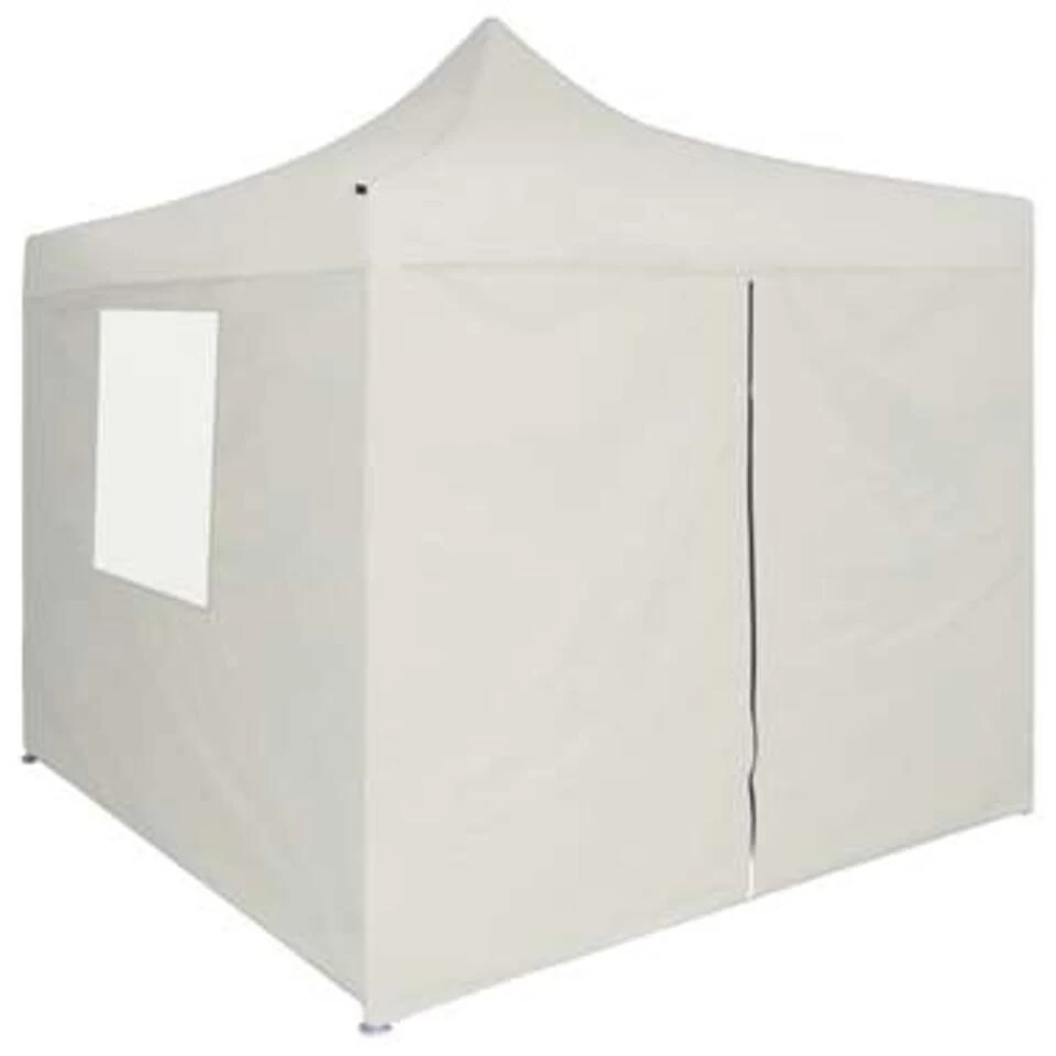 VidaXL Partytent Met 4 Zijwanden Inklapbaar 2x2 M Staal Crème - Afbeelding 4