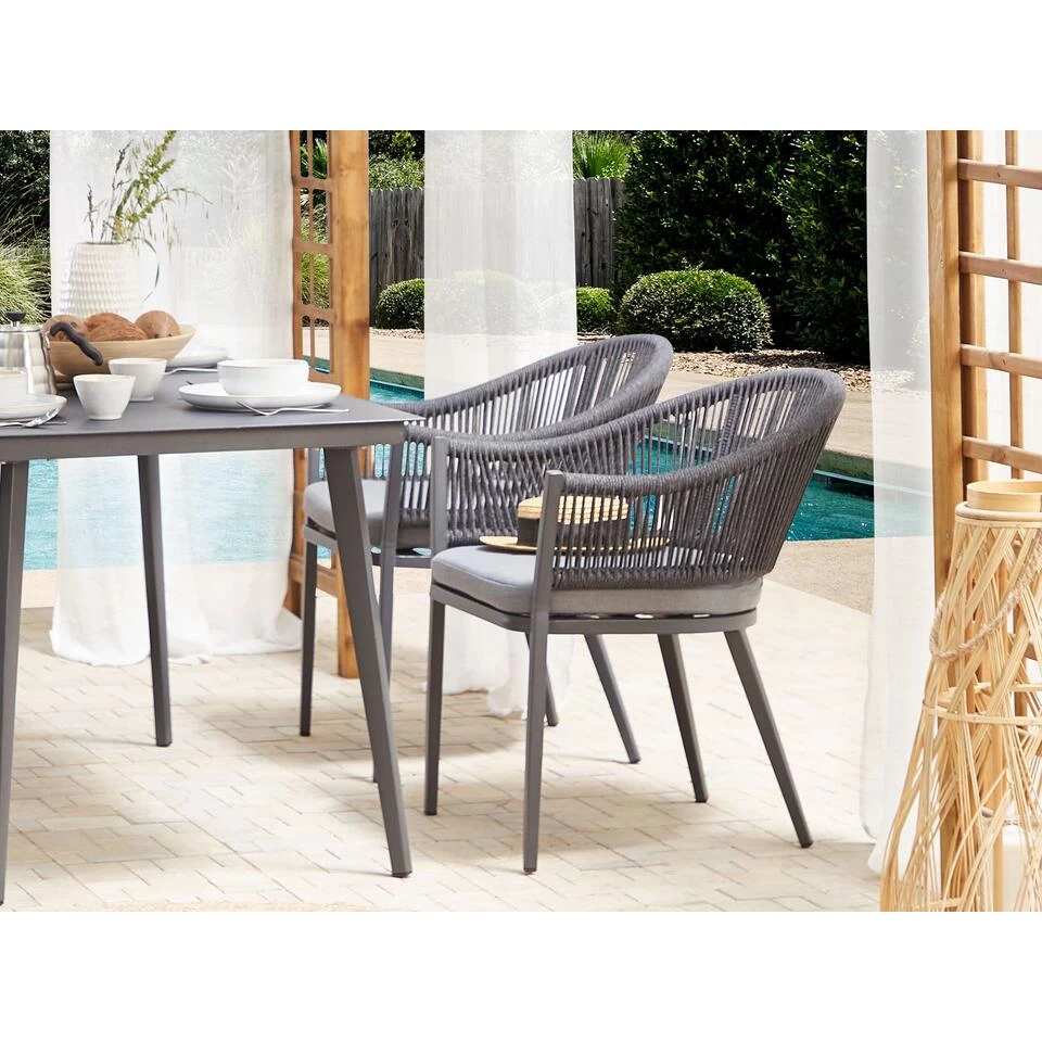 Beliani Tuinstoel MILETO - Grijs Aluminium - Afbeelding 2