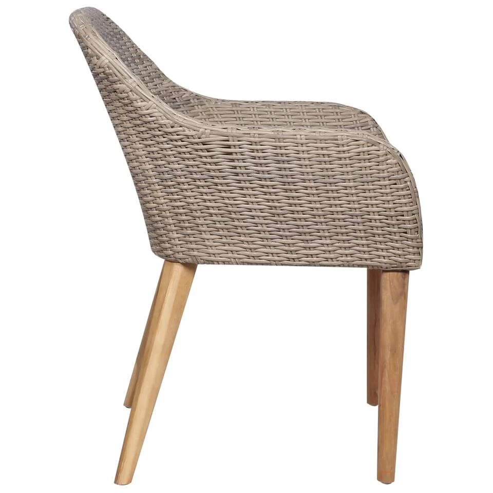 VidaXL Tuinstoelen 2 St Met Kussens Poly Rattan Bruin - Afbeelding 4