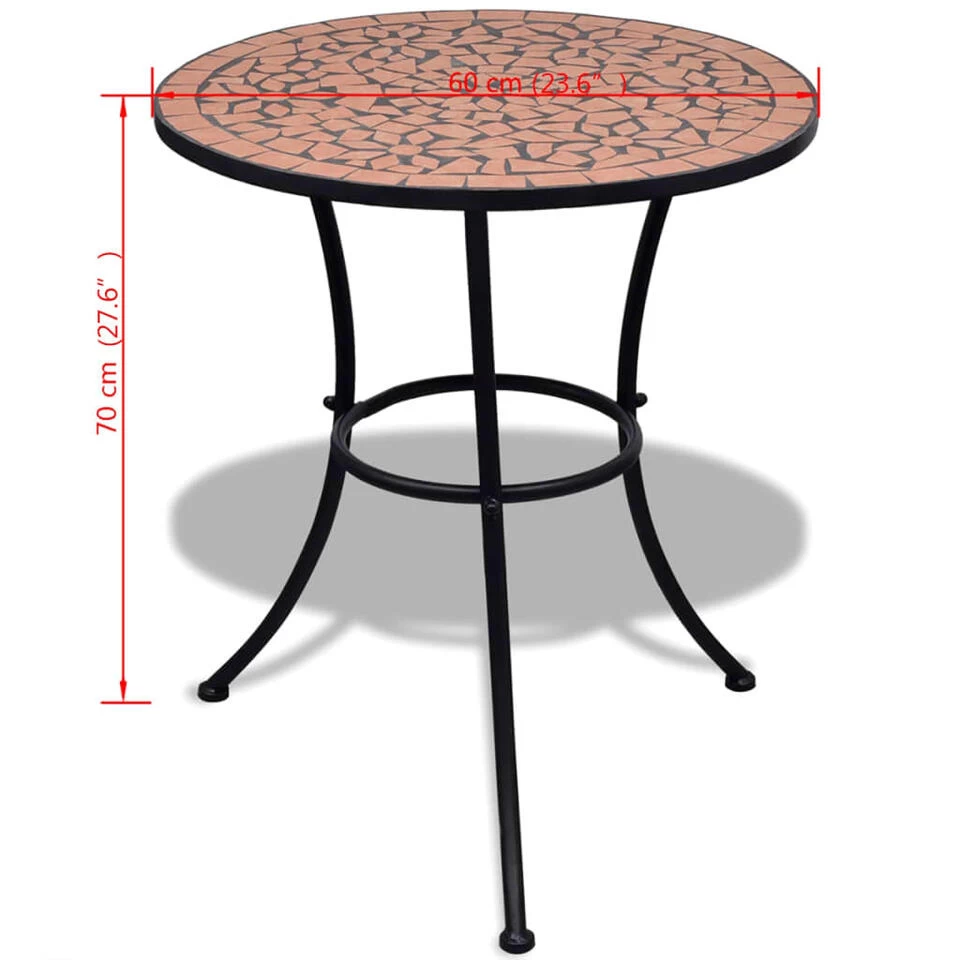VidaXL Bistrotafel 60 Cm Mozaïek Terracottakleurig - Afbeelding 4