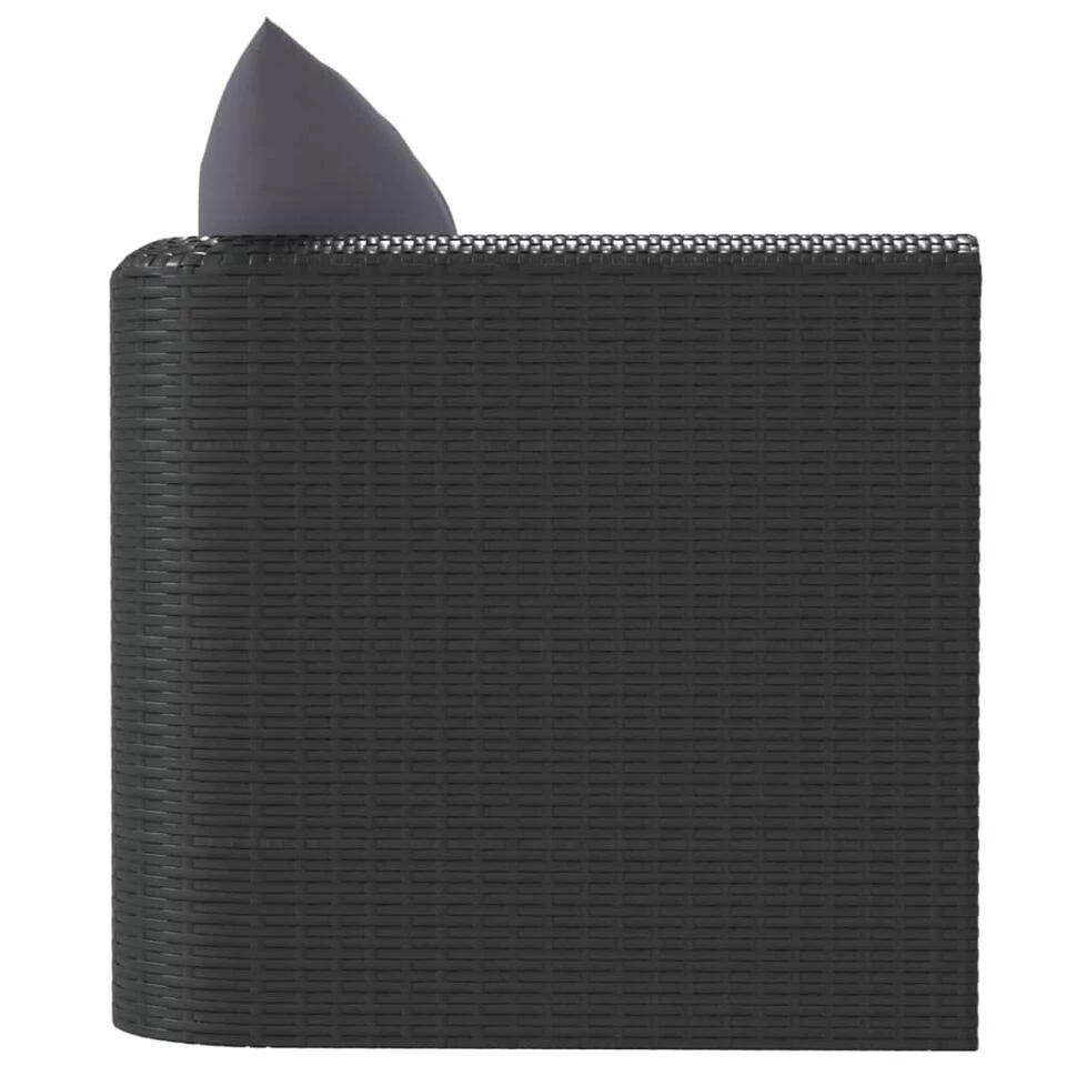 VidaXL Fauteuil Met Kussens Poly Rattan Zwart - Afbeelding 4